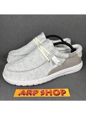 HeyDude Wally Stitch 1124-52-PD Size 10 Men's Optic White Comfort Casual Shoes